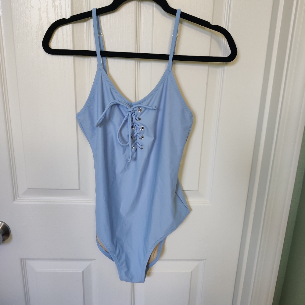 Old Navy Lace Up One Piece Swimsuit - Light Blue